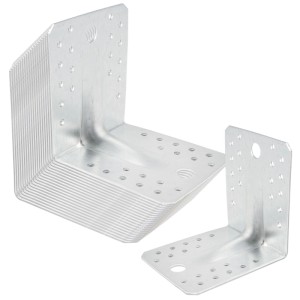 Stapel SOTECH Winkelverbinder 90 Grad aus feuerverzinktem Stahl mit Sicke, 20er Set für Holzverbau.