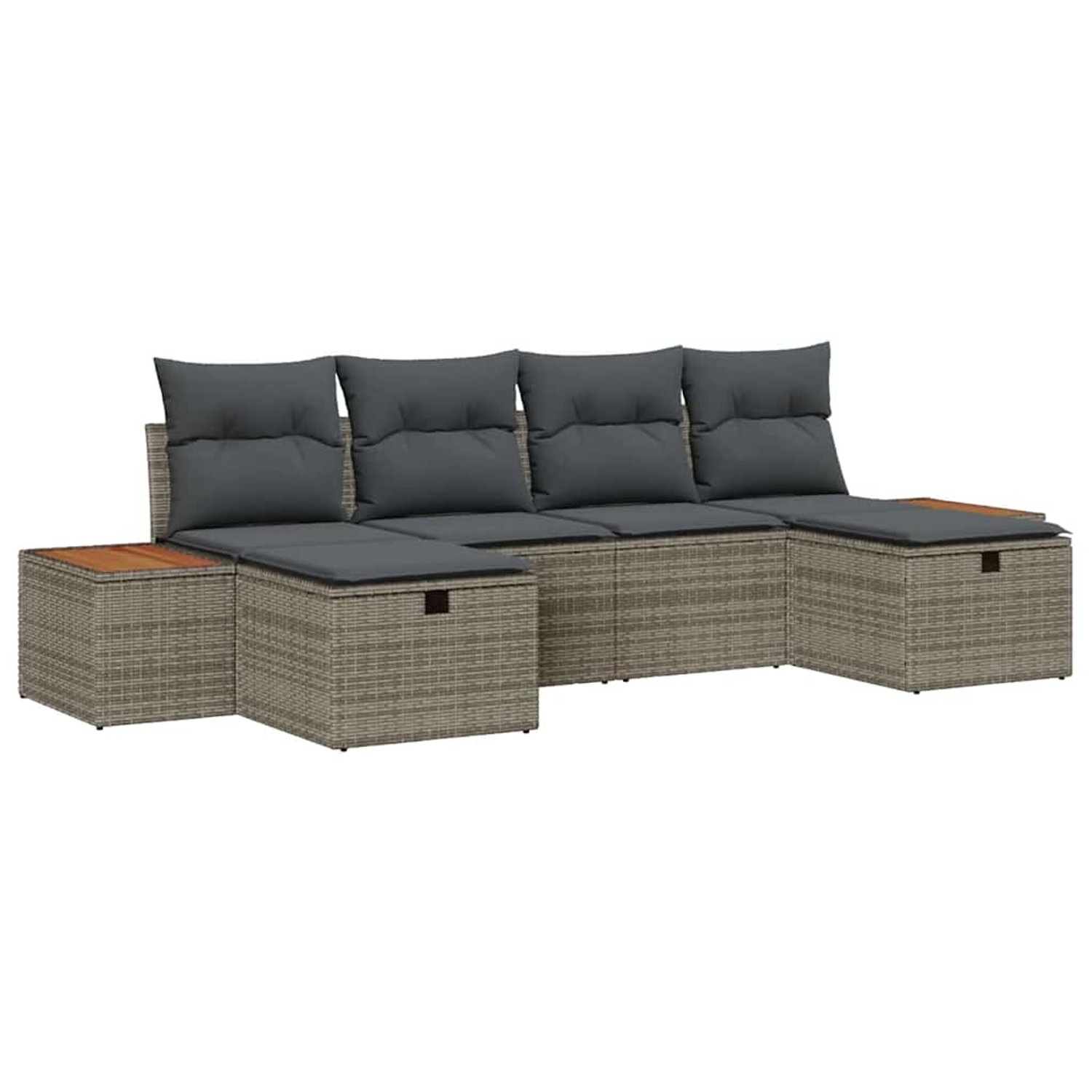 vidaXL Garten-Sofa-Set mit Kissen 6-Tlg Grau Poly Rattan 3359651 günstig online kaufen