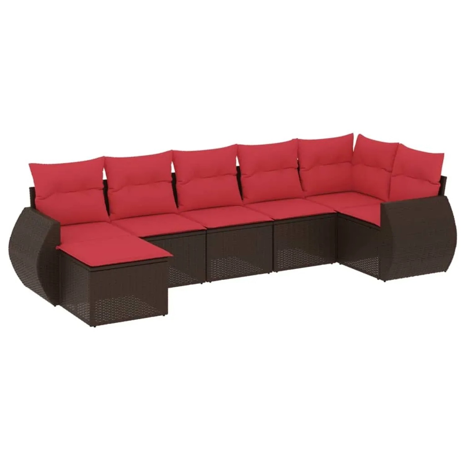 vidaXL 7-Tlg Gartensofa-Set mit Kissen Braun Polyrattan 3221683