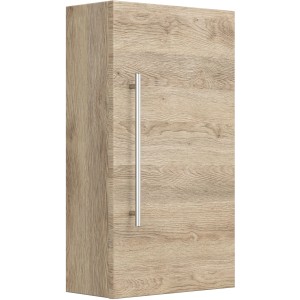 Posseik Bad-Hängeschrank in Eiche, 35 cm breit, mit silberfarbenem Griff.