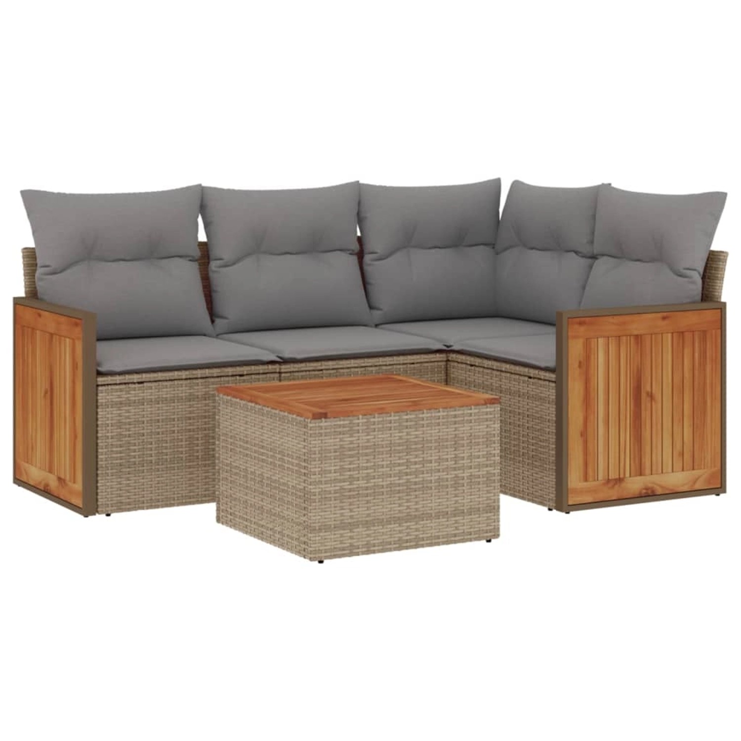 vidaXL 5-Tlg Garten-Sofagarnitur mit Kissen Beige Poly Rattan 3260022 günstig online kaufen