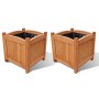 DELUKE Pflanzkasten Blumenkasten RIOS Braun 2 Töpfe 30x30x30cm Tannenholz Blumenkübel Aus Holz Pflanzkübel Quadratisch Pflanzgefäß