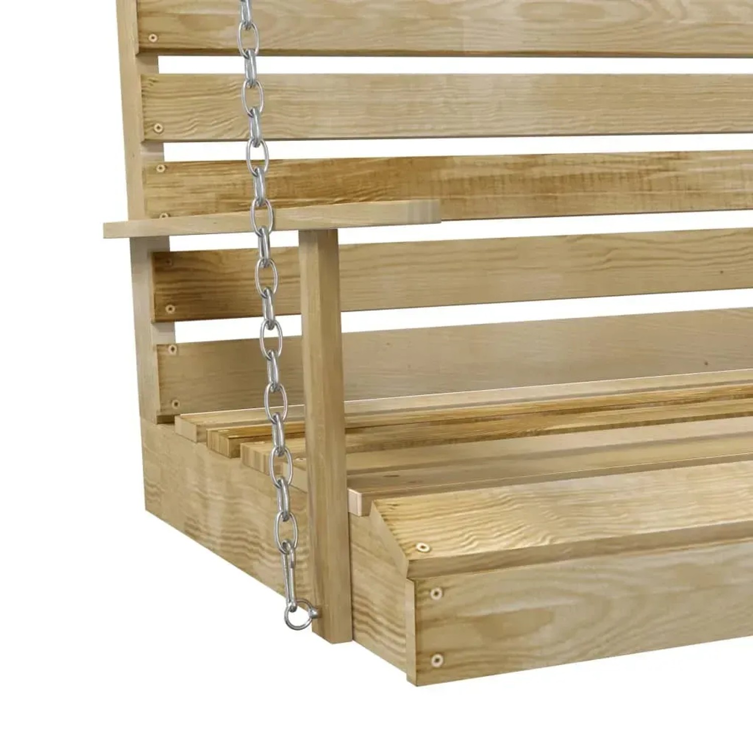 vidaXL Schaukelbank aus imprägniertem Kiefernholz mit Ketten, Detailansicht.