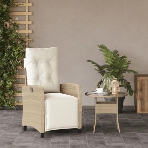 vidaXL Gartensessel mit Fußteil Verstellbar Beige Poly Rattan 365236