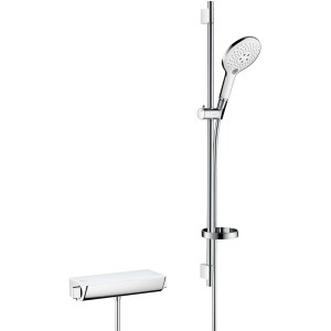 Raindance Select S 150 Brauseset Aufputz mit Thermostat und Brausestange (90cm), Chrom/Weiß.