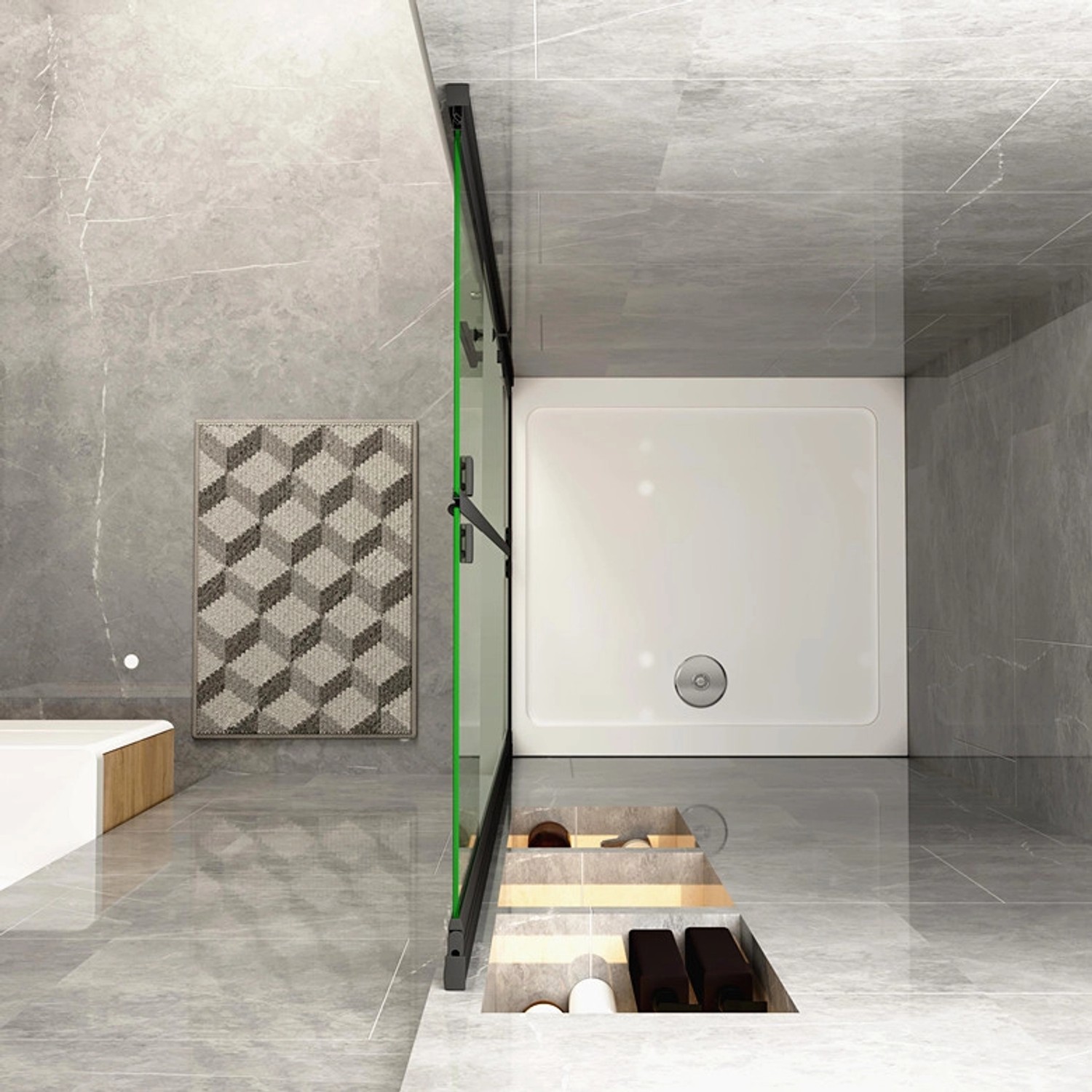 Duschparadies Duschtür Nischentür Falttür 90x195cm,Schwarz,6mm Nano Glas Dusche_6