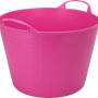 Pinker, flexibler Gummi-Eimer (15 l) von Sunny Garden mit zwei Griffen.