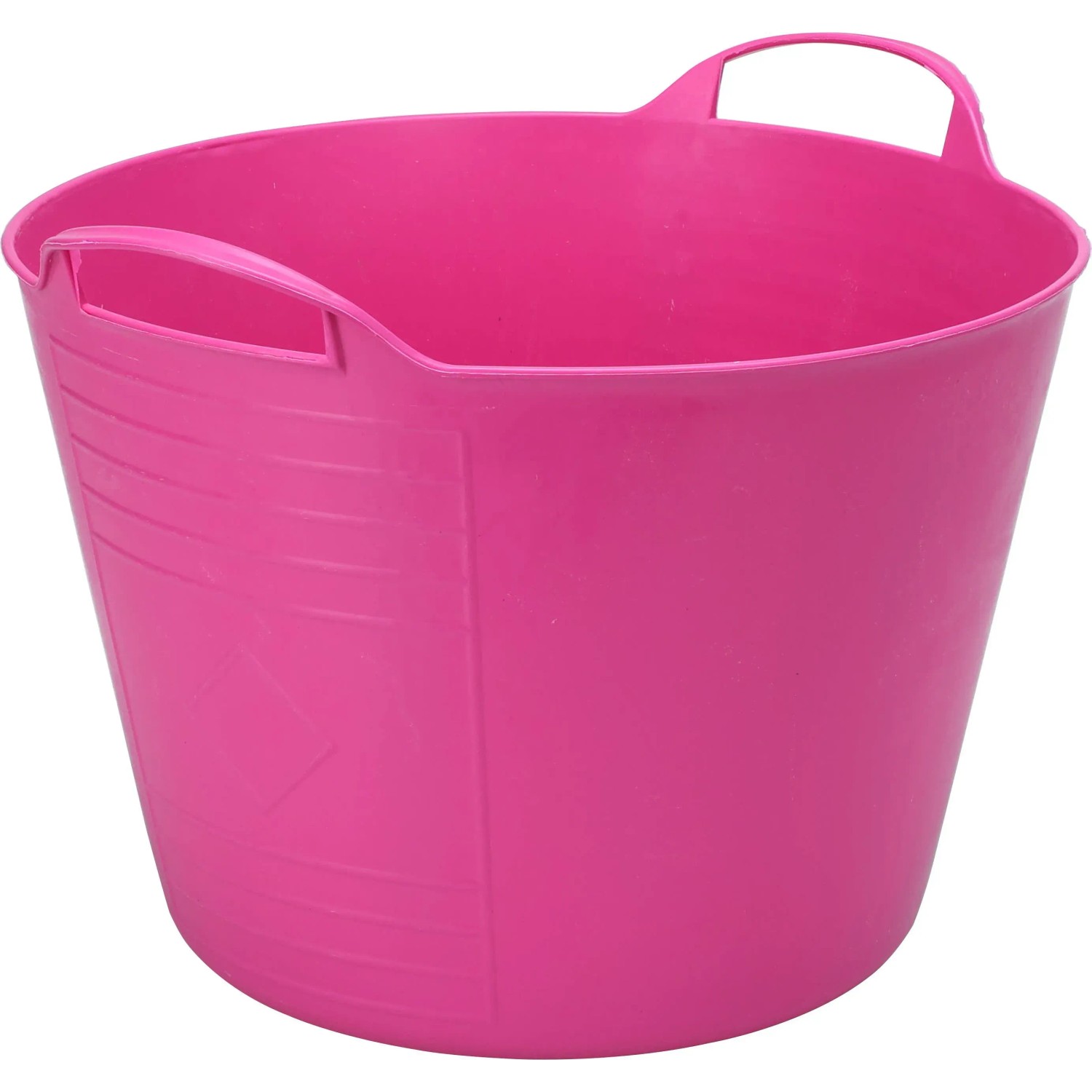 Pinker, flexibler Gummi-Eimer (15 l) von Sunny Garden mit zwei Griffen.