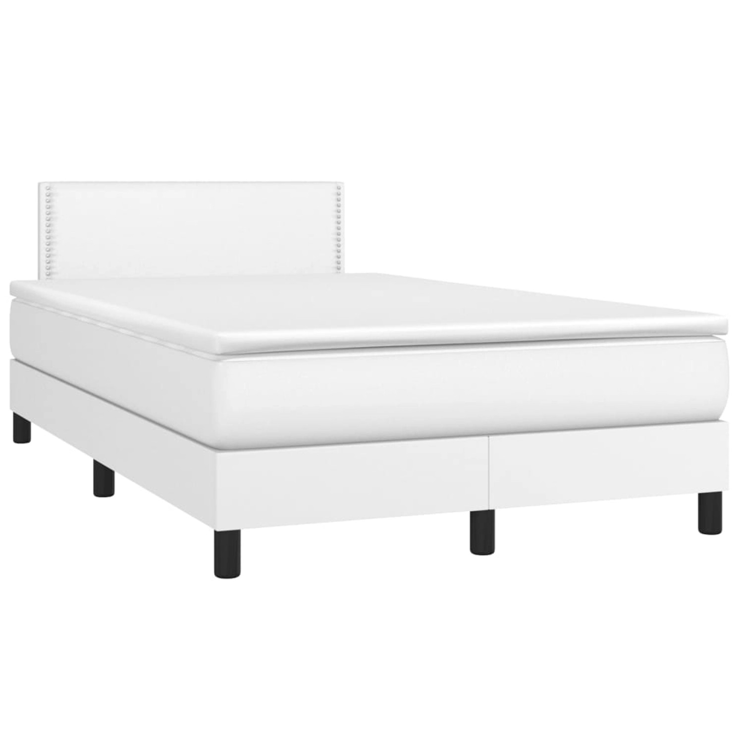 vidaXL Boxspringbett mit Matratze Weiß 120x190 cm Kunstleder 3269814 günstig online kaufen