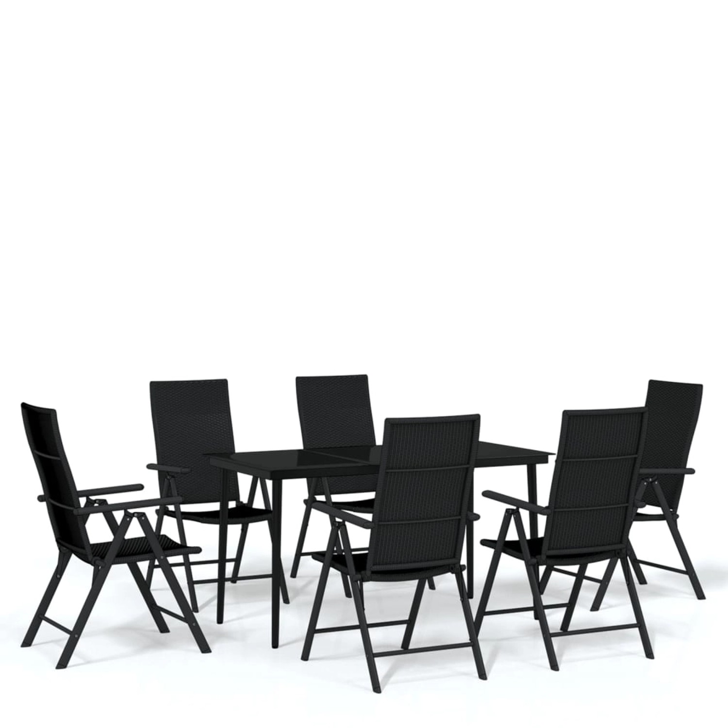 vidaXL 7-Tlg Garten-Essgruppe Schwarz 3099110