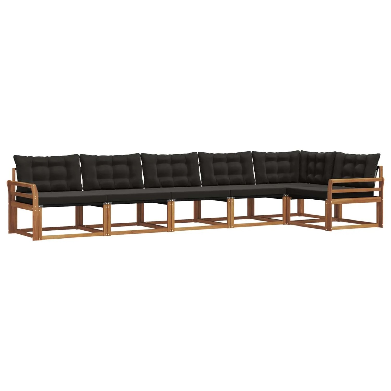 vidaXL Outdoor-Sofagarnitur mit Kissen 6-Tlg Natur und Schwarz 3369507