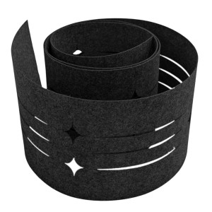 Hellgrauer zaunzu Sichtschutz Vlies Streifen mit Stern- und Linienmuster für Doppelstabmattenzaun.