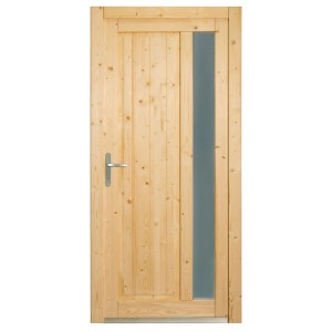 Nebeneingangstür Panto NET 510 aus Holz, Natur, mit Lichtausschnitt und Ornamentglas.