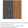Detailaufnahme: Held Möbel Spülzentrum Sorrento, anthrazitfarbene Tür mit Metallgriff und Holzdekor.