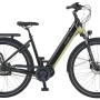 Prophete City E-Bike Geniesser 5.0, 28 Zoll, Schwarz-Silbergrün, mit Mittelmotor und Gepäckträger.