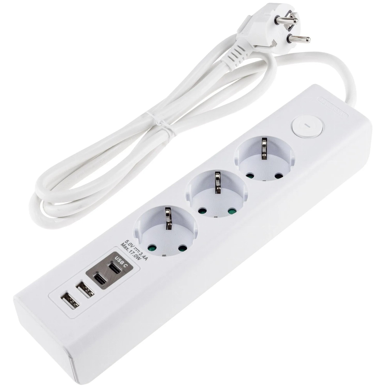 ChiliTec Steckdosenleiste 3-fach mit USB-A&C + Schalter