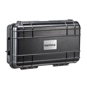 Schwarzer, robuster Mantona Outdoor Schutzkoffer XS für Kamera Zubehör. Wasserdicht, stoßfest, mit Logo.