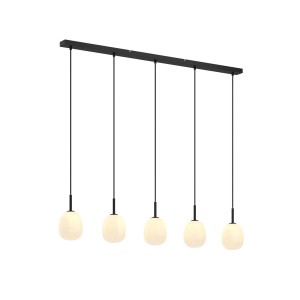 Lindby Pendelleuchte Etiena 9624846 Modern in Schwarz aus Glas 5-flammig G9 Wohnzimmerleuchte