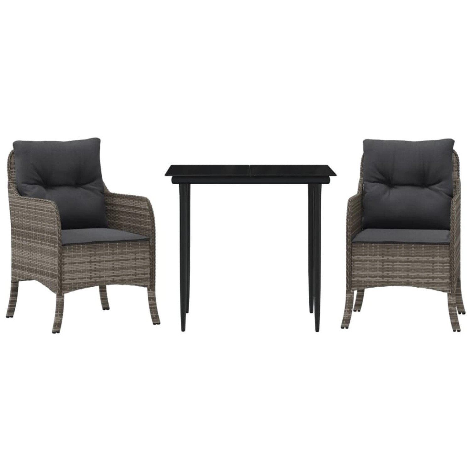 vidaXL 3-Tlg Garten-Essgruppe mit Kissen Grau Poly Rattan 3211948 günstig online kaufen