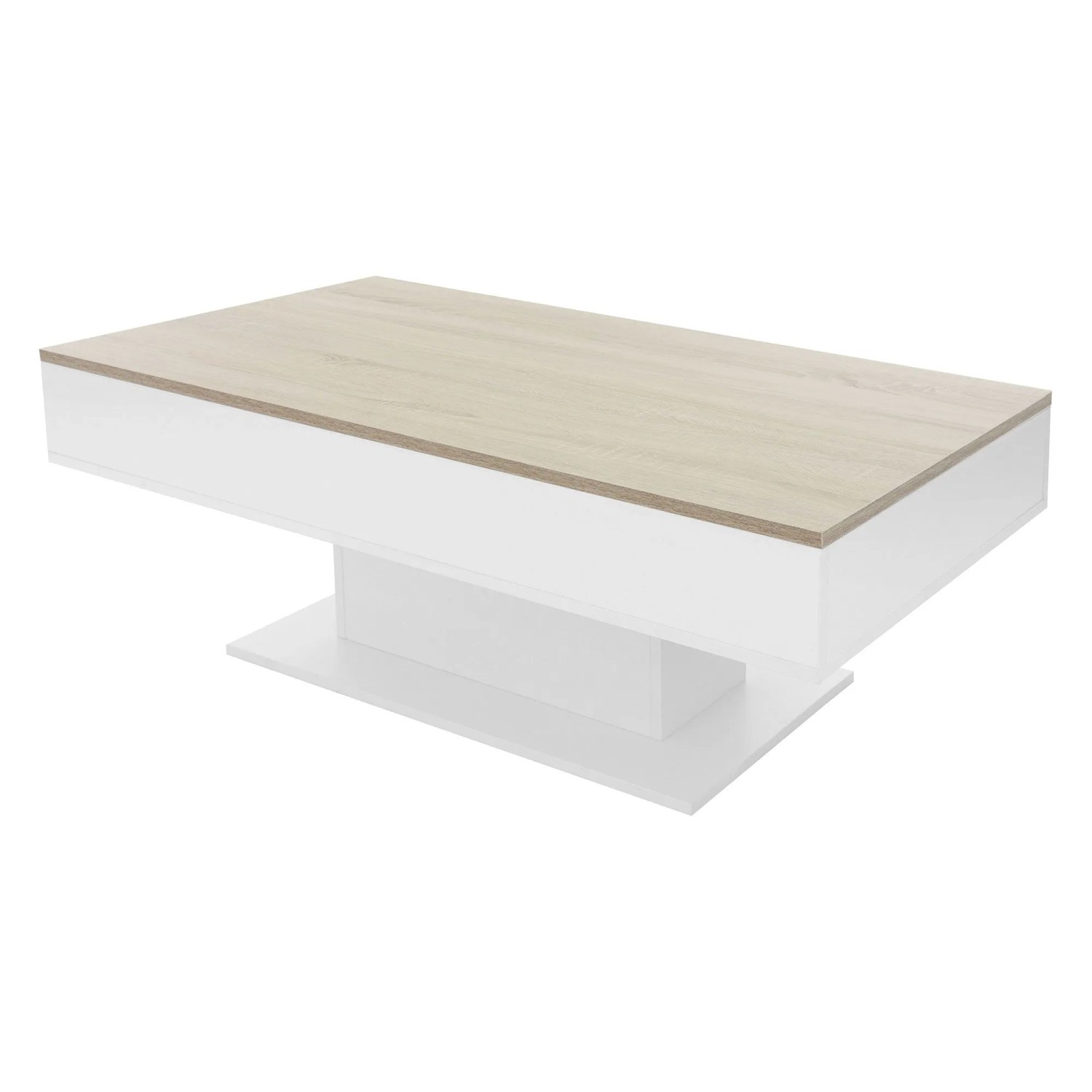 ML-Design Couchtisch 110x60x40 cm Eiche-Optik/Weiß mit 2 Staufächern