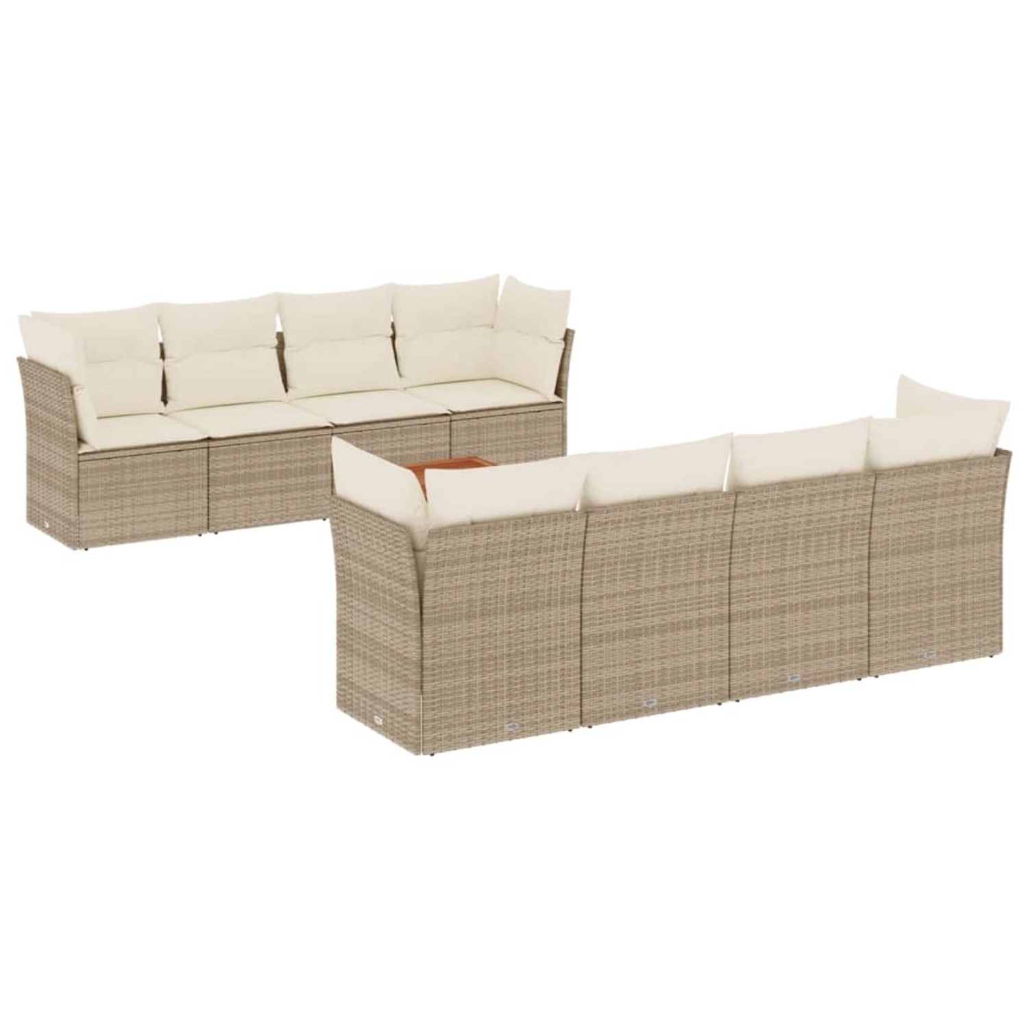 vidaXL 9-tlg Garten-Sofagarnitur mit Kissen Beige Poly Rattan Modell 121 günstig online kaufen