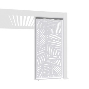 Weiße Weide Pergola Wand aus Aluminium mit Blattdesign (1,13m) für Markisen & Sonnenschutz.