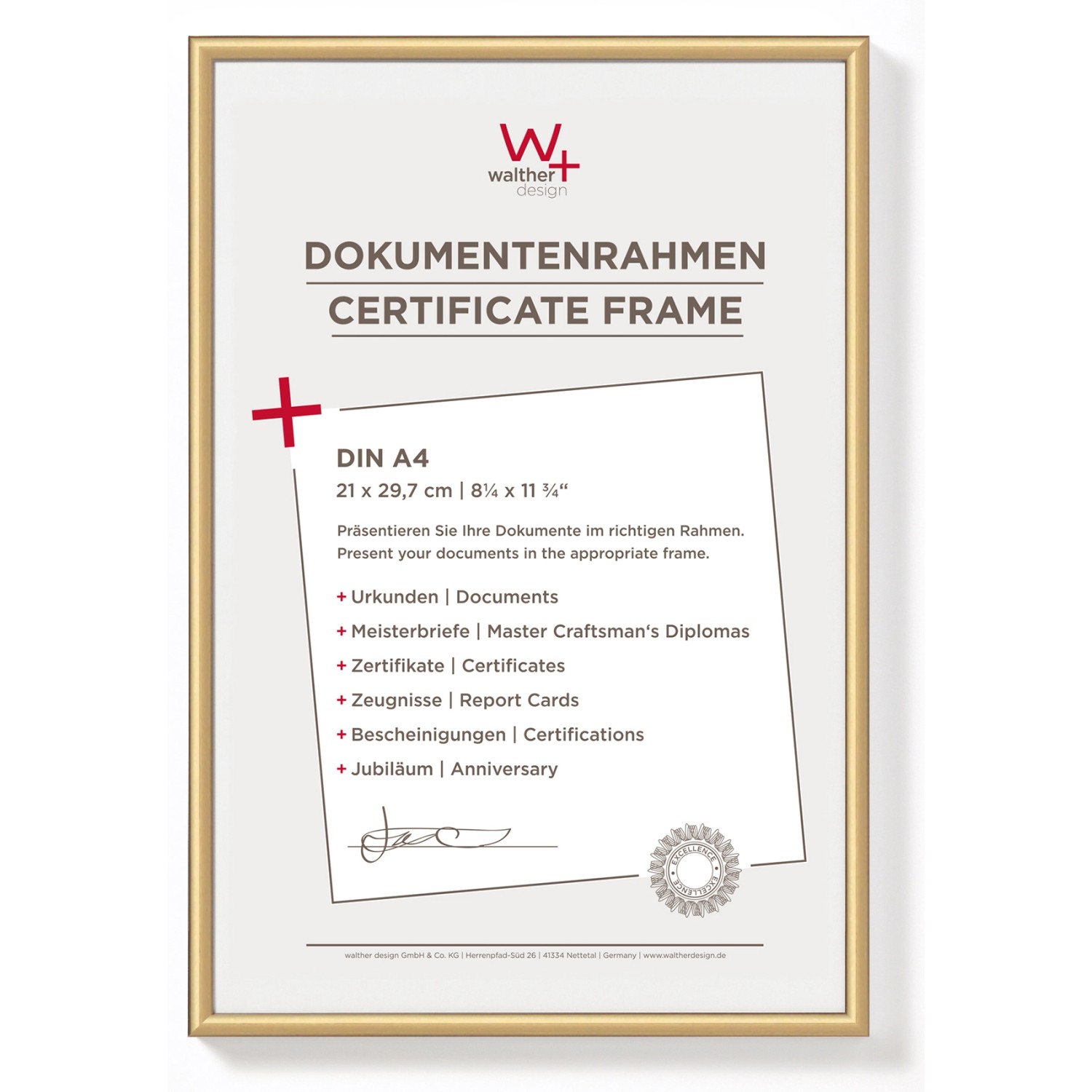 walther design New Lifestyle Kunststoff Bilderrahmen 21x29,7 cm Gold KV130G günstig online kaufen