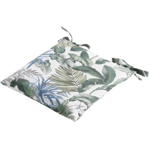 Madison Toscane Sitzkissen Bliss Blue mit tropischem Blätter-Muster, 46x46 cm.