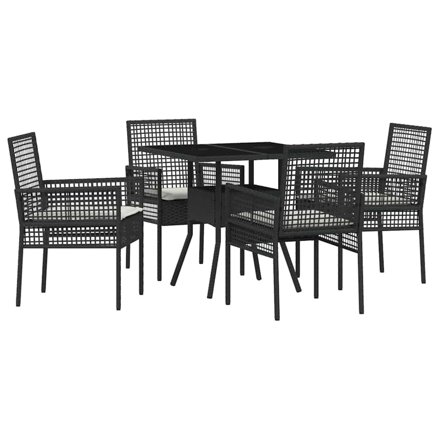 vidaXL Garten Essgruppe 5-Tlg Schwarz Poly Rattan 3334924 günstig online kaufen