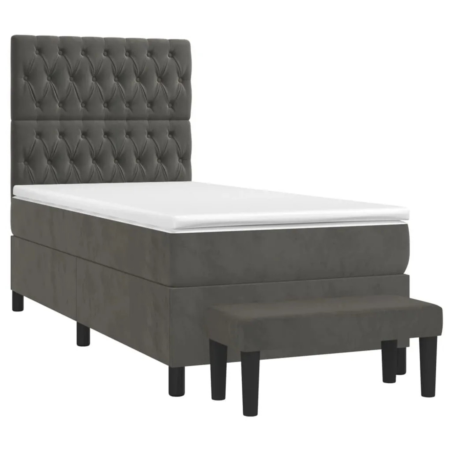 vidaXL Boxspringbett mit Matratze Dunkelgrau 90x190 cm Samt 3137996 günstig online kaufen
