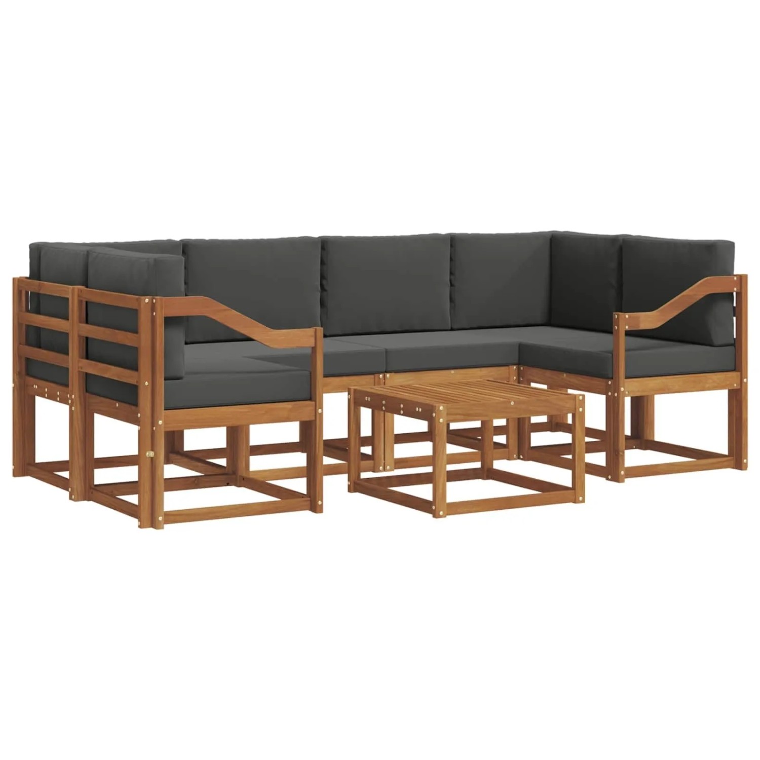vidaXL Outdoor-Sofagarnitur mit Kissen 7-Tlg Natur und Anthrazit 3366095