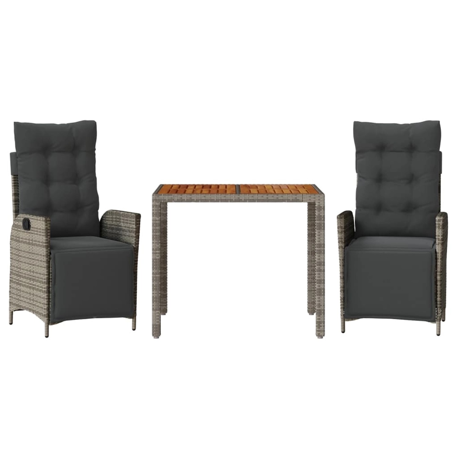 vidaXL 3-Tlg Garten-Essgruppe mit Kissen Grau Poly Rattan 3213344 günstig online kaufen