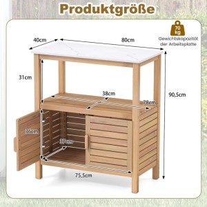 Costway Pflanztisch mit Unterschrank 80 x 40 x 90,5 cm Gartenschrank