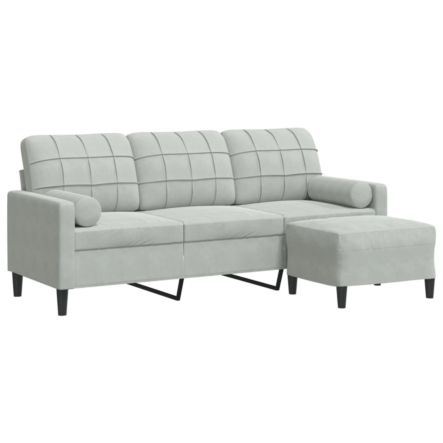 vidaXL 3-Sitzer-Sofa mit Hocker Hellgrau 180 cm Samt 2145356 günstig online kaufen