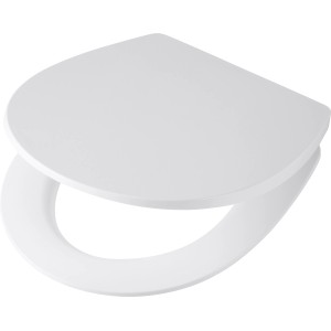 Weißer baliv WC-Sitz Caroni mit Absenkautomatik, ovale Form.