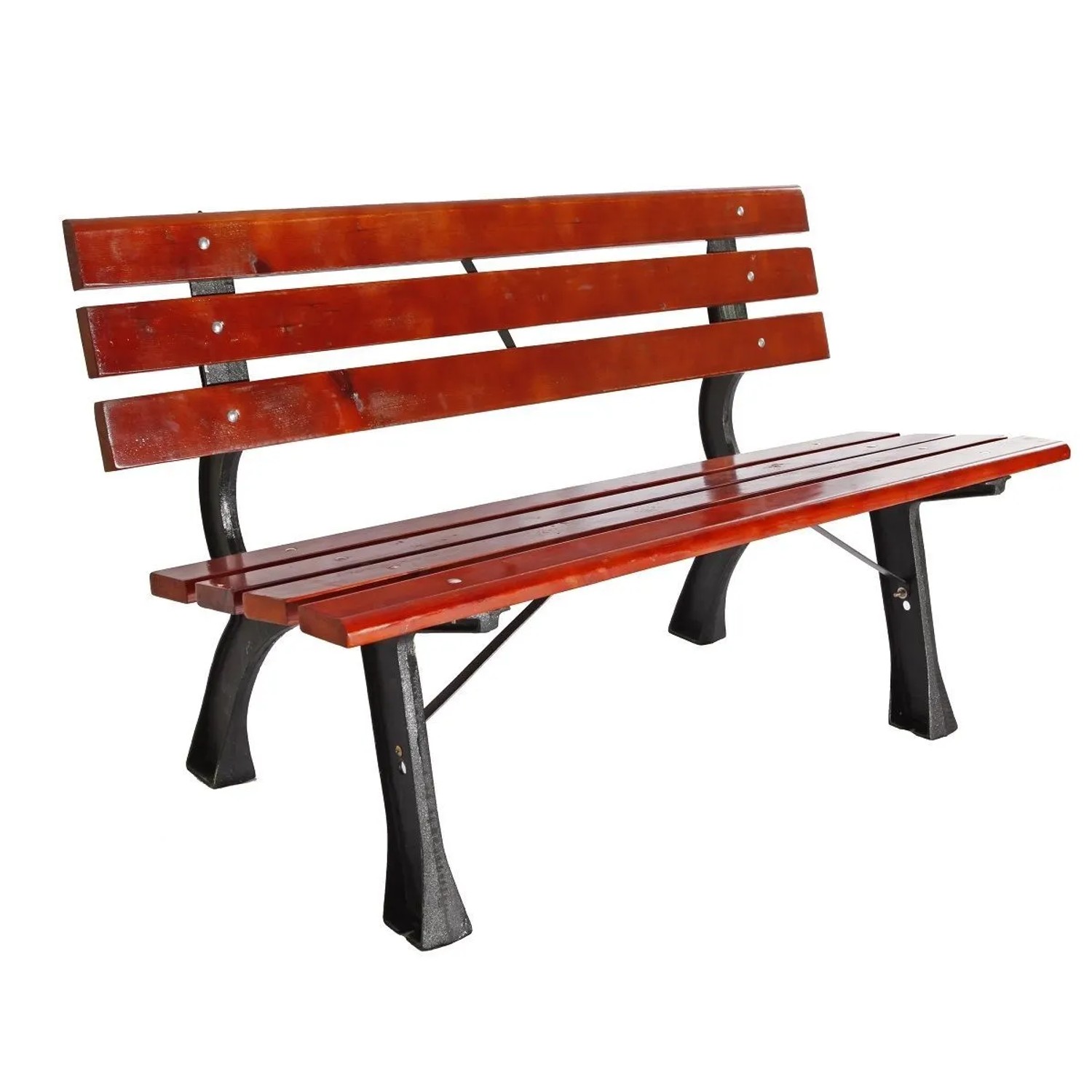 Lex XL Parkbank Tannenholz Gartenbank Sitzbank Holz Metall Balkon Terrasse 150x70cm