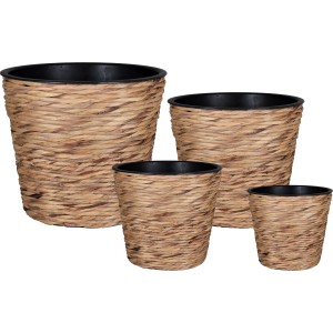 A.H.G. Übertopf Set aus Wasserhyazinthe, naturfarben, verschiedene Größen.