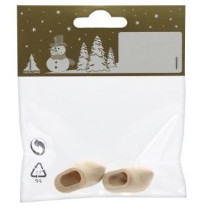 Deko-Holzschuhe, 2 Stück, Natur, für Weihnachtsdekoration und Bastelarbeiten.
