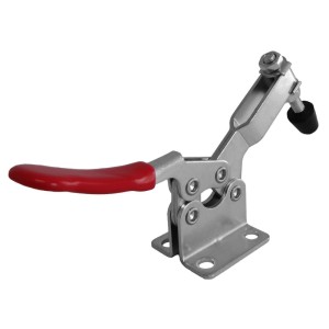 SOTECH Kniehebelspanner mit rotem Griff, Haltekraft bis 90 kg, 85 Grad Öffnungswinkel.