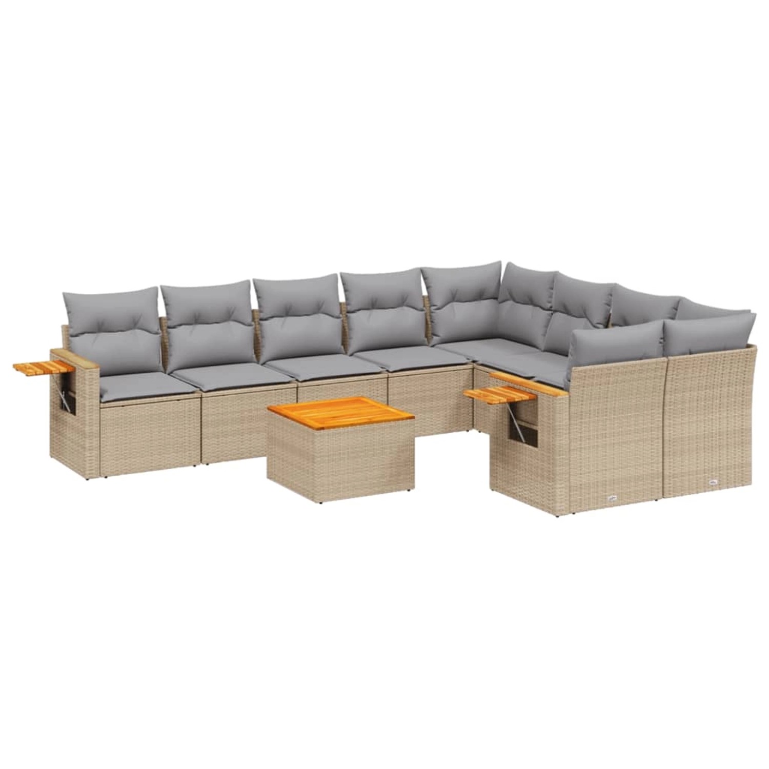 vidaXL 10-Tlg Garten-Sofagarnitur mit Kissen Beige Poly Rattan 3227151 günstig online kaufen