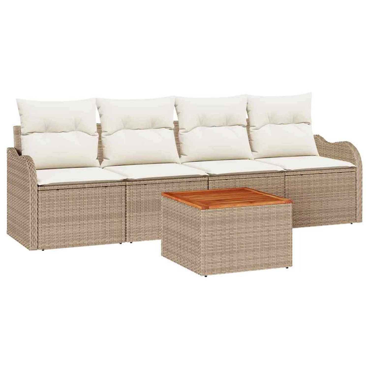 vidaXL Garten-Sofa-Set 5-Tlg Beige Poly Rattan 3347386 günstig online kaufen