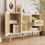 Merax Sideboard 120x40x80 cm Eiche Rattan 1 Schublade 2 Türen Verstellbare Ablagen_4