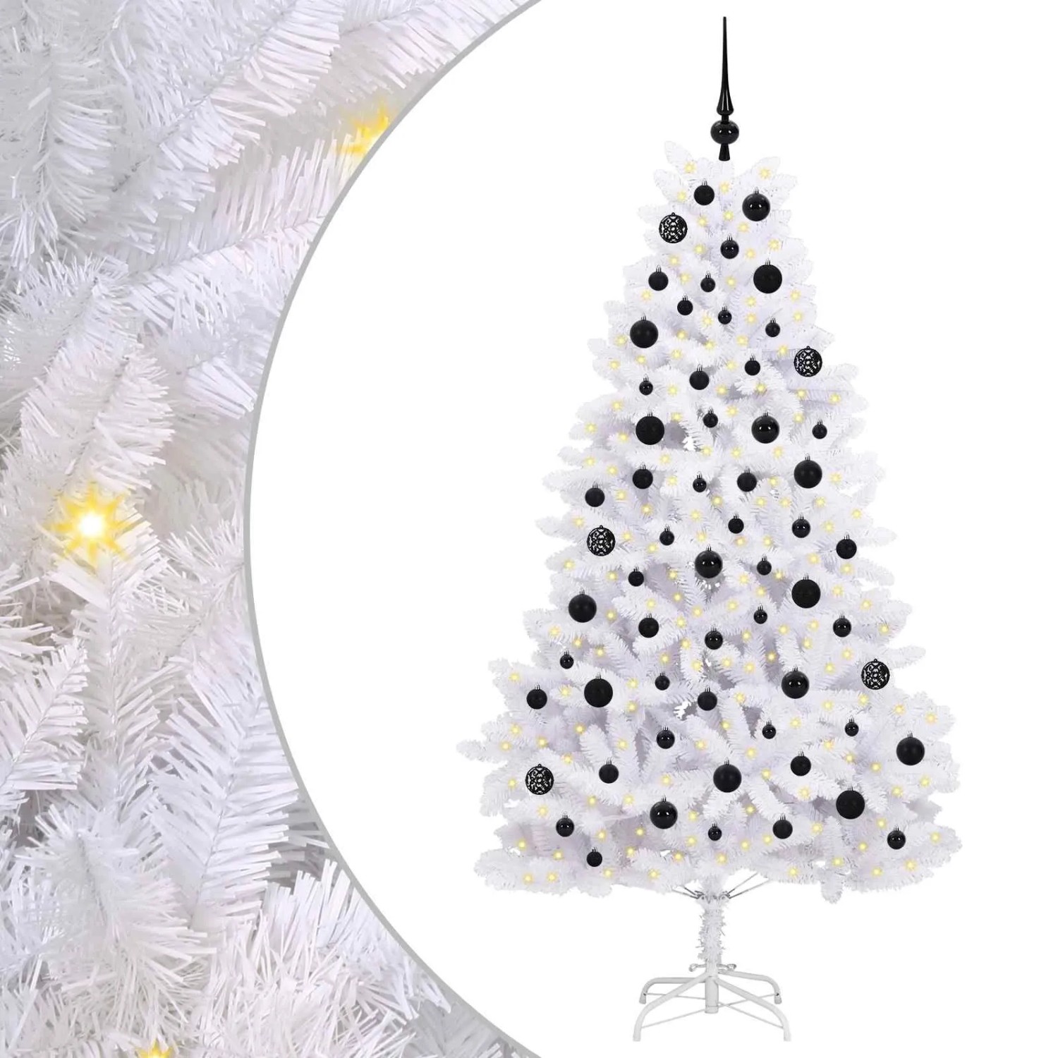 vidaXL Künstlicher Klappbarer Weihnachtsbaum Weiß 180 cm PVC und Stahl 3426595