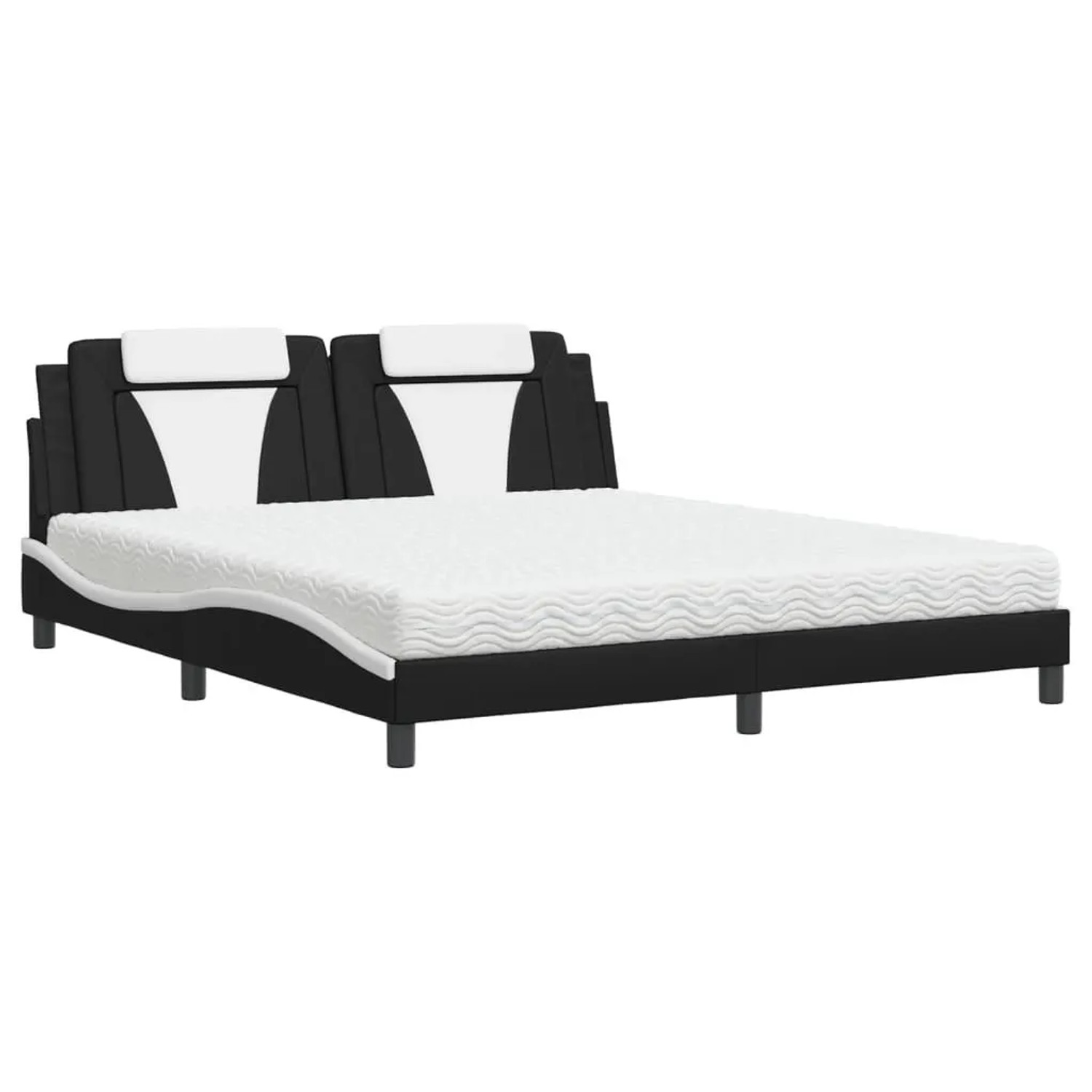 vidaXL Bett Viana mit Matratze Schwarz und Weiß 180x200 cm Kunstleder 3208815
