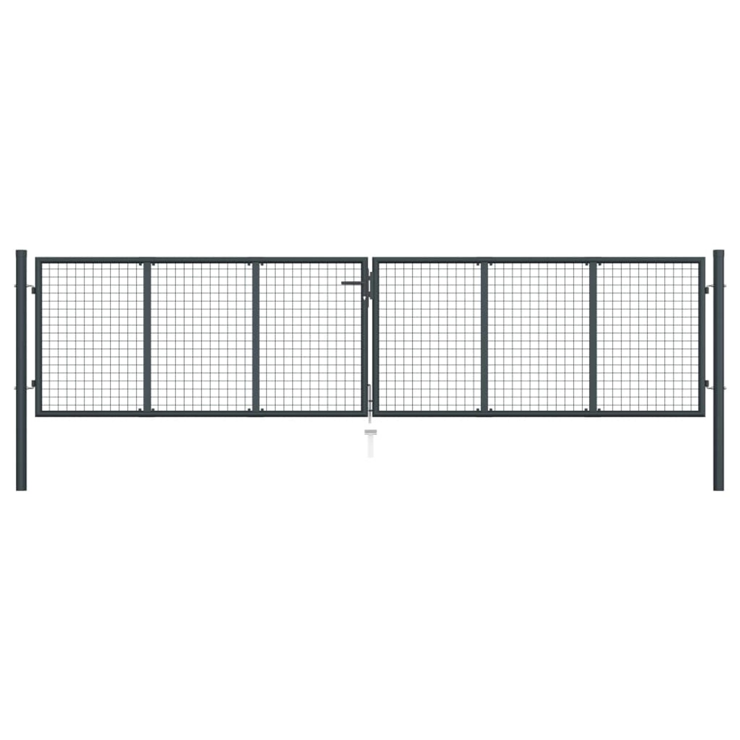 vidaXL Gitter-Gartentor Verzinkter Stahl 400 x 100 cm Grau 145777 günstig online kaufen