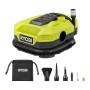 Ryobi Akku-Multi-Kompressor One+ RMI18-0 mit Zubehör und Aufbewahrungsbeutel.