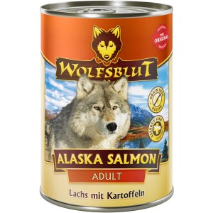 Wolfsblut Alaska Salmon Nassfutter für Hunde, Lachs mit Kartoffeln, 395g Dose.