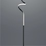 Moderne, schwarze LED-Stehlampe Course mit gewundenem Design und warmweißem Licht.