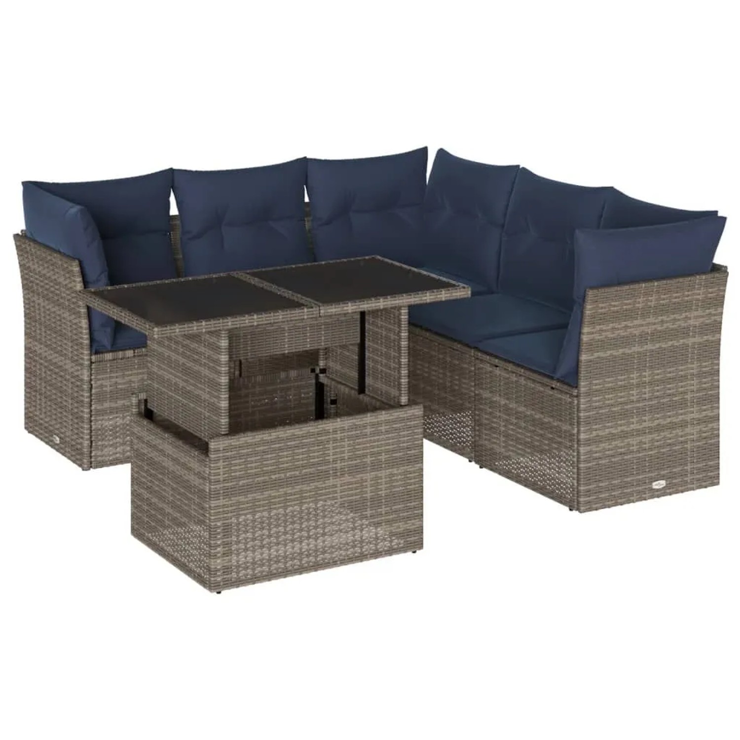 vidaXL 6-Tlg Gartensofa-Set mit Kissen Grau Polyrattan 3266581 günstig online kaufen