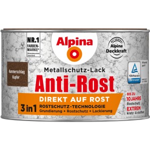Dose Alpina Metallschutzlack Anti-Rost Kupfer Hammerschlag, 300ml.